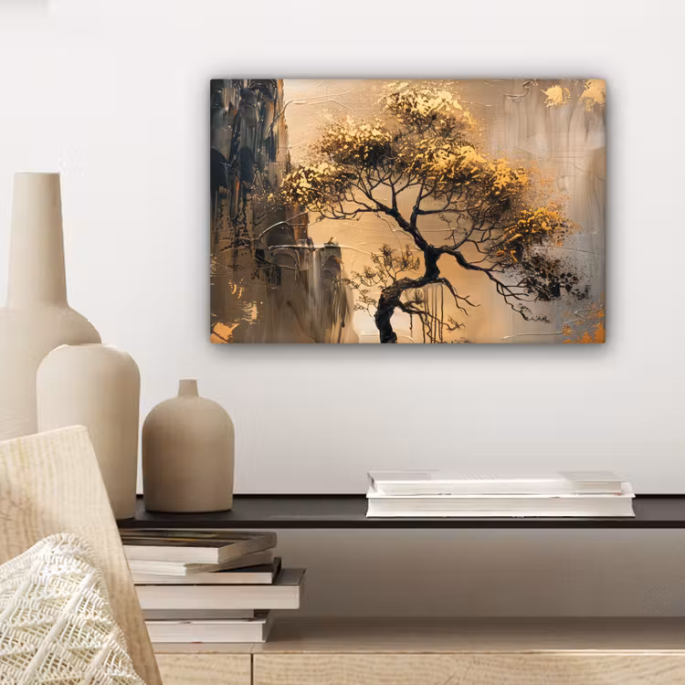 Canvas schilderij - Kunst - Boom - Goud - Modern — 5