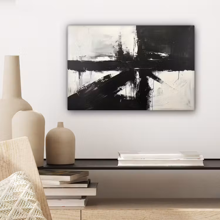 Canvas schilderij - Kunst - Zwart - Modern - Wit — 5