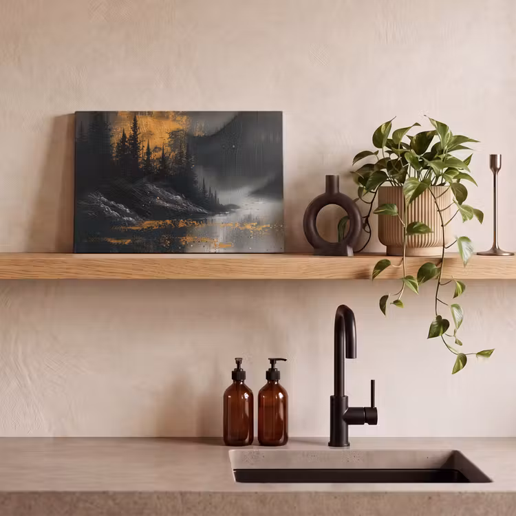 Canvas schilderij - Modern - Bos - Goud - Zwart - Natuur — 3