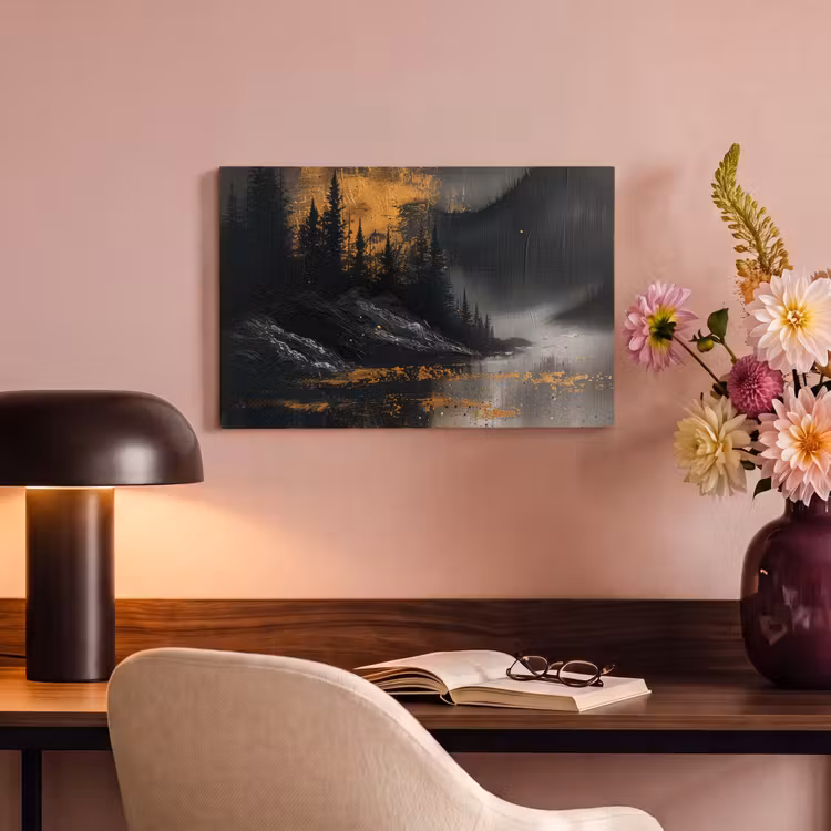 Canvas schilderij - Modern - Bos - Goud - Zwart - Natuur — 4