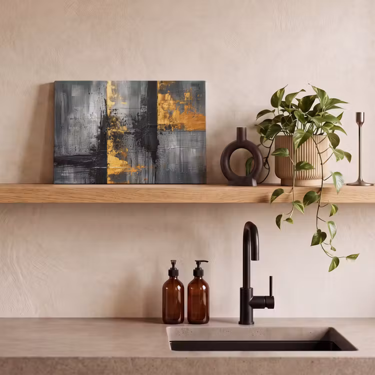 Canvas schilderij - Modern - Kunst - Goud - Zwart - Luxe — 3