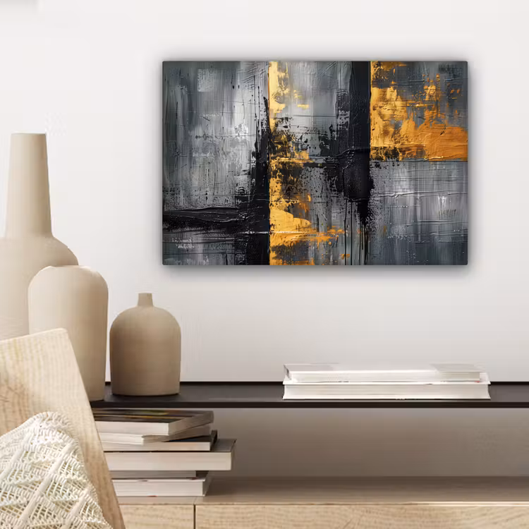 Canvas schilderij - Modern - Kunst - Goud - Zwart - Luxe — 5
