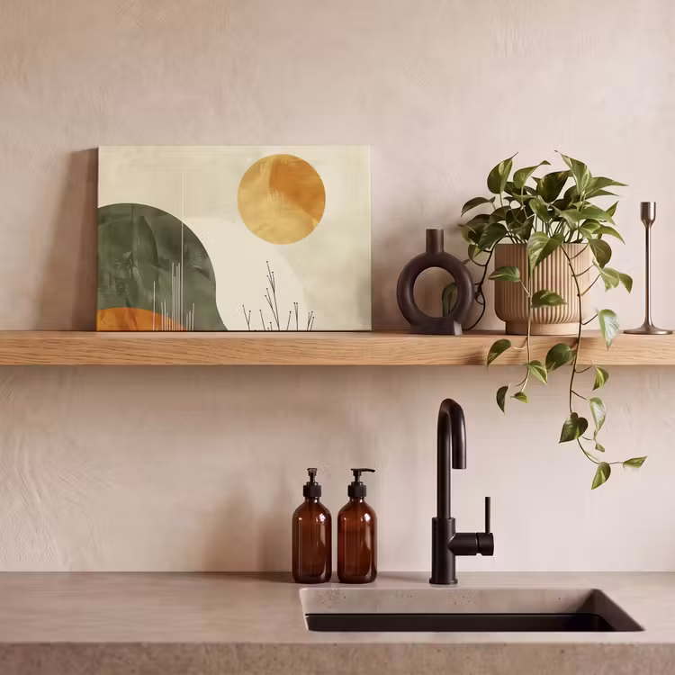 Canvas schilderij - Modern - Kunst - Groen - Beige — 3