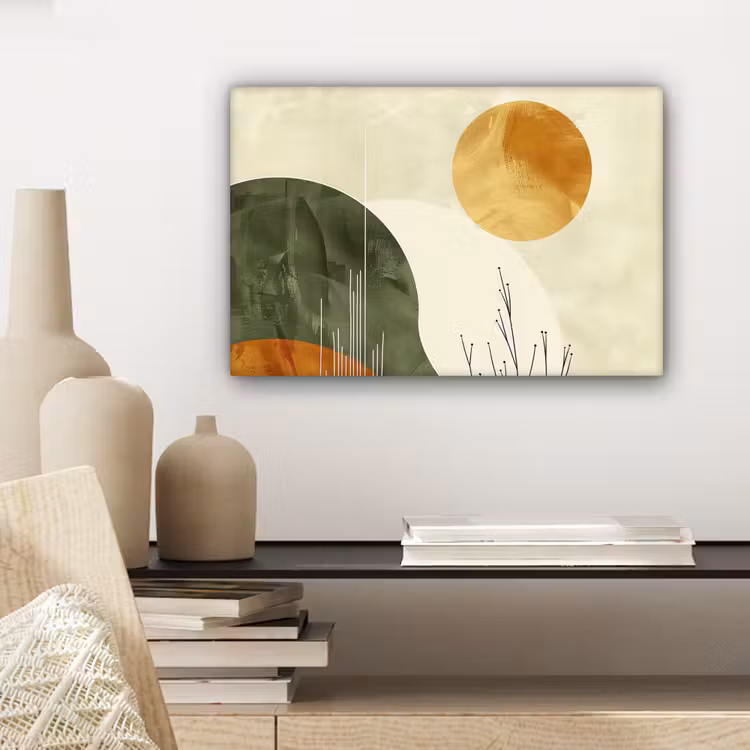 Canvas schilderij - Modern - Kunst - Groen - Beige — 5