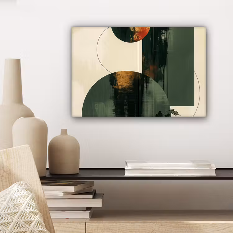 Canvas schilderij - Moderne kunst - Groen - Zwart - Luxe — 5