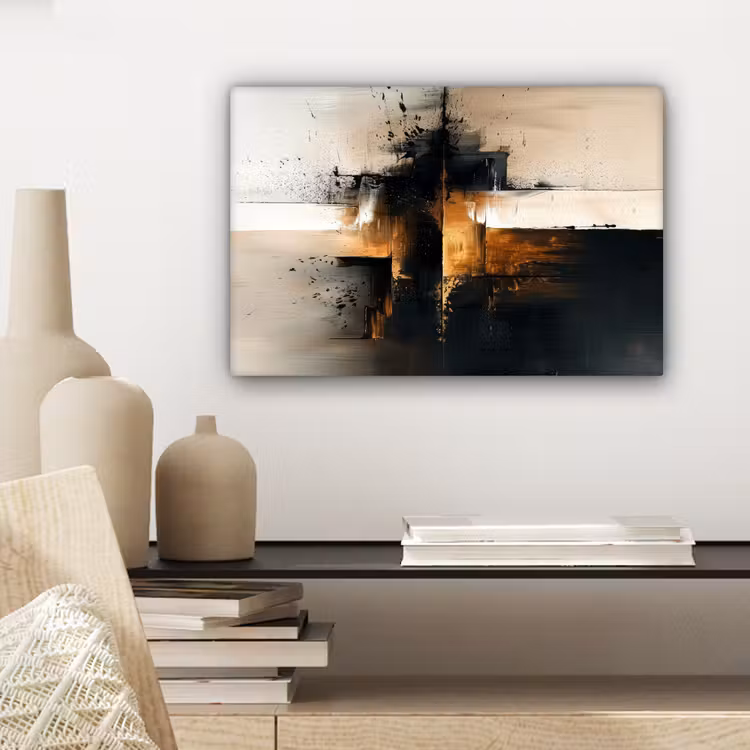 Canvas schilderij - Moderne kunst - Zwart - Goud - Luxe — 5