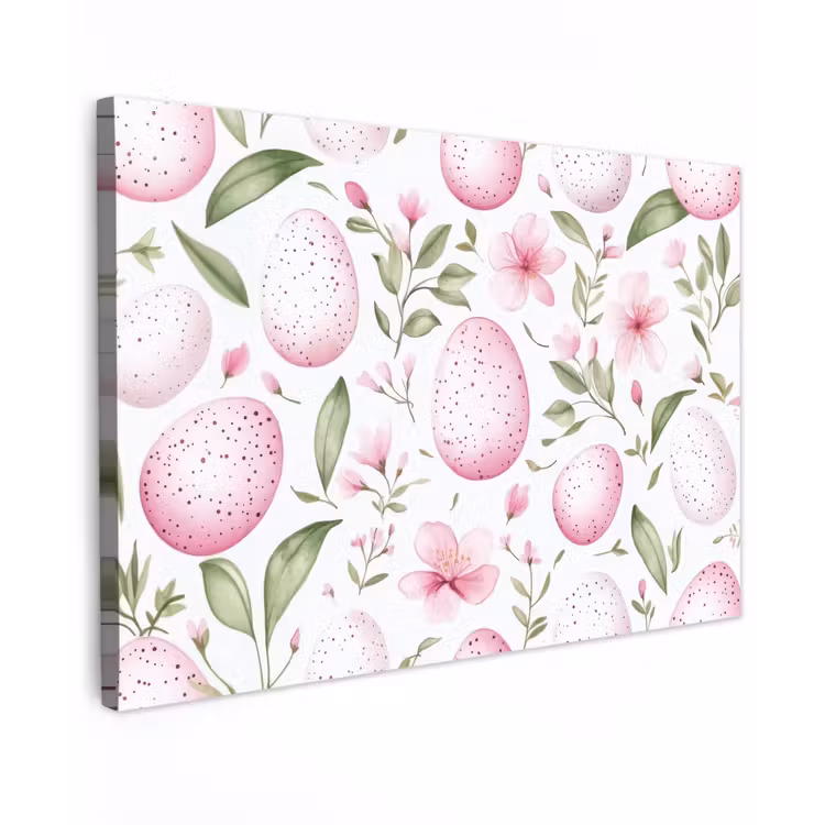 Canvas schilderij - Patroon - Eieren - Roze - Pasen — 1