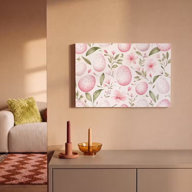 Canvas schilderij - Patroon - Eieren - Roze - Pasen — 2