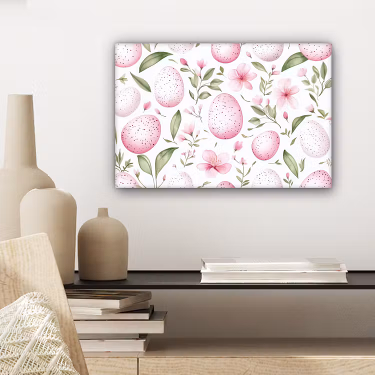 Canvas schilderij - Patroon - Eieren - Roze - Pasen — 5