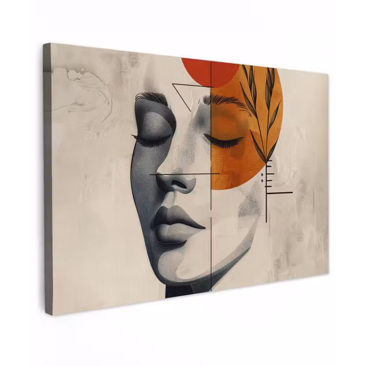 Canvas schilderij - Vrouw - Botanisch - Oranje - Kunst - Modern — 1