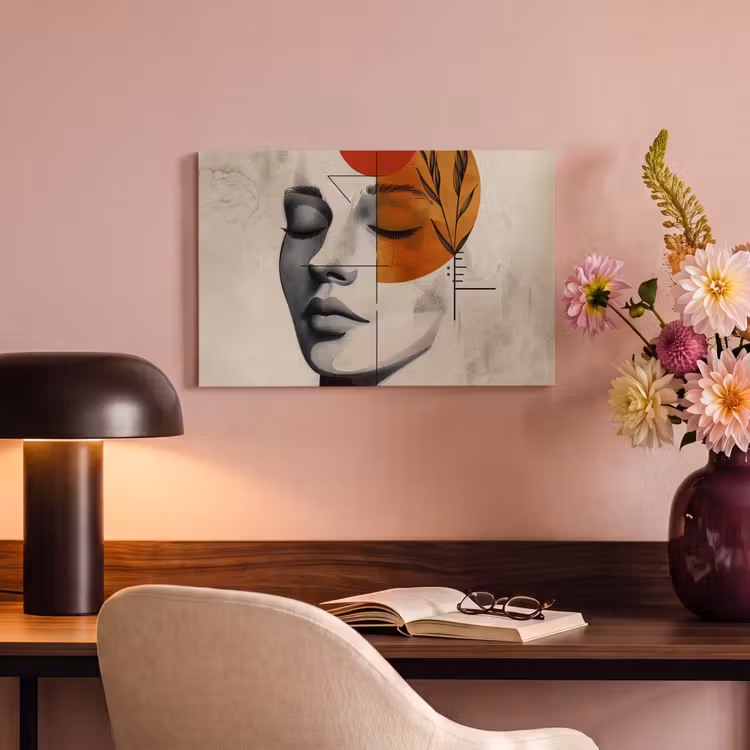 Canvas schilderij - Vrouw - Botanisch - Oranje - Kunst - Modern — 4