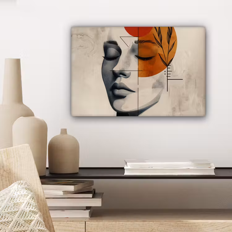 Canvas schilderij - Vrouw - Botanisch - Oranje - Kunst - Modern — 5