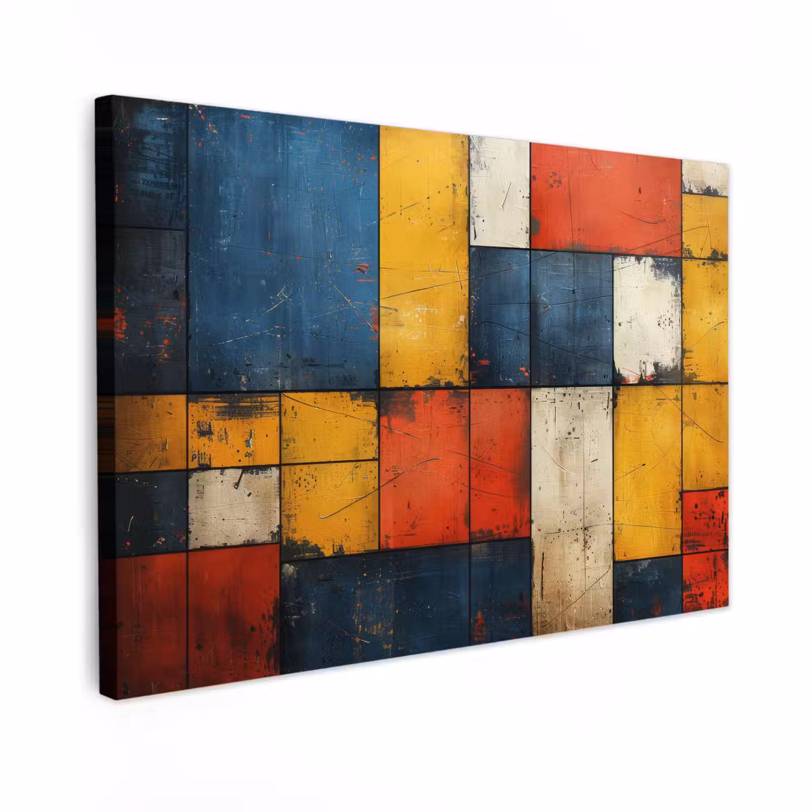Canvas schilderij - Vintage - Kunst - Blauw - Rood - Modern — 1