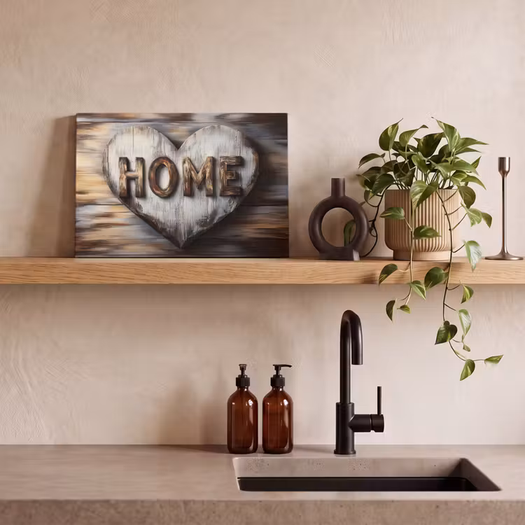 Canvas schilderij - Home - Hart - Houtlook - Liefde — 3