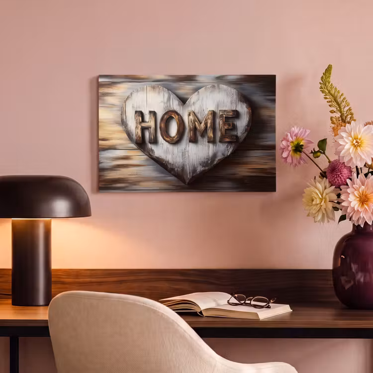 Canvas schilderij - Home - Hart - Houtlook - Liefde — 4