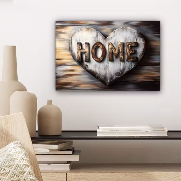 Canvas schilderij - Home - Hart - Houtlook - Liefde — 5