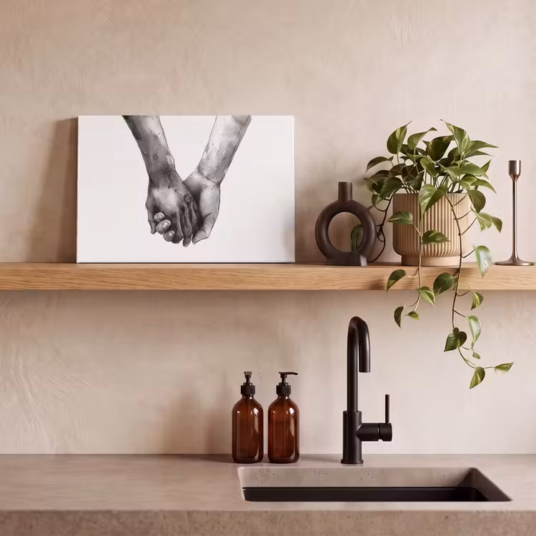 Canvas schilderij - Kunst - Handen - Zwart wit - Modern - Watercolor — 3
