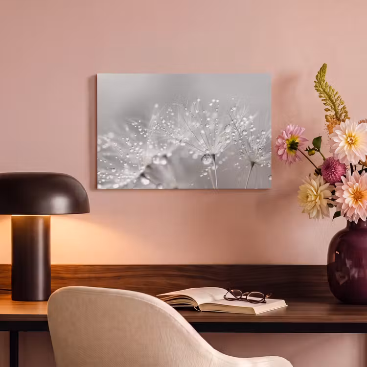 Canvas schilderij - Paardenbloem - Waterdruppels - Stilleven - Modern — 4