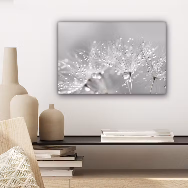 Canvas schilderij - Paardenbloem - Waterdruppels - Stilleven - Modern — 5