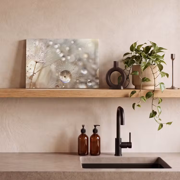 Canvas schilderij - Paardenbloemzaden - Water - Beige - Botanisch — 3