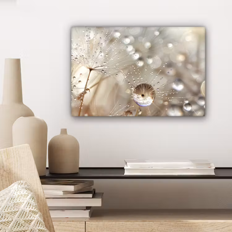 Canvas schilderij - Paardenbloemzaden - Water - Beige - Botanisch — 5