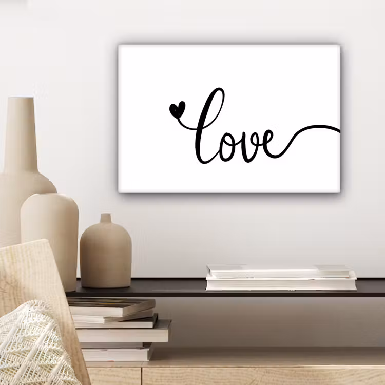 Canvas schilderij - Quotes - Love - Hartje - Zwart — 5