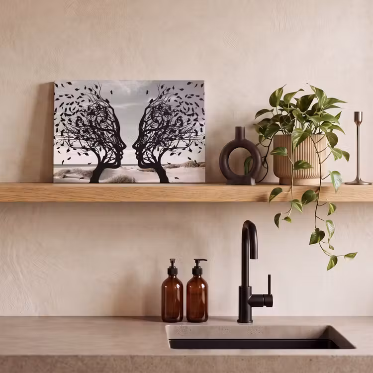 Canvas schilderij - Strand - Zee - Mensen - Boom - Moderne kunst — 3