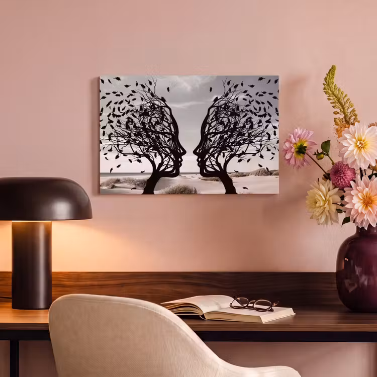 Canvas schilderij - Strand - Zee - Mensen - Boom - Moderne kunst — 4
