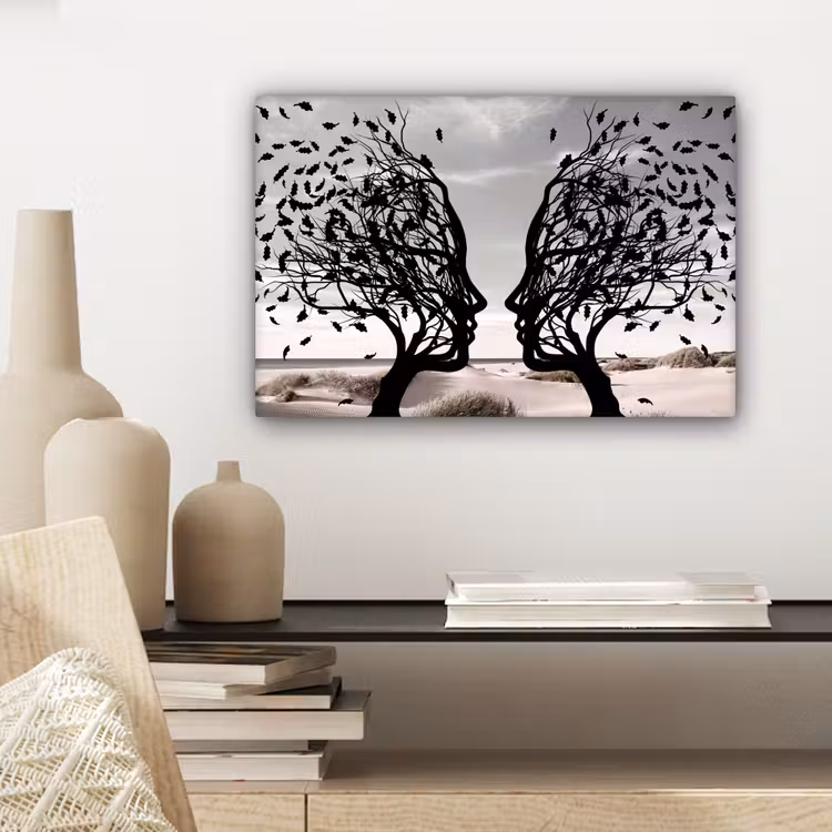 Canvas schilderij - Strand - Zee - Mensen - Boom - Moderne kunst — 5
