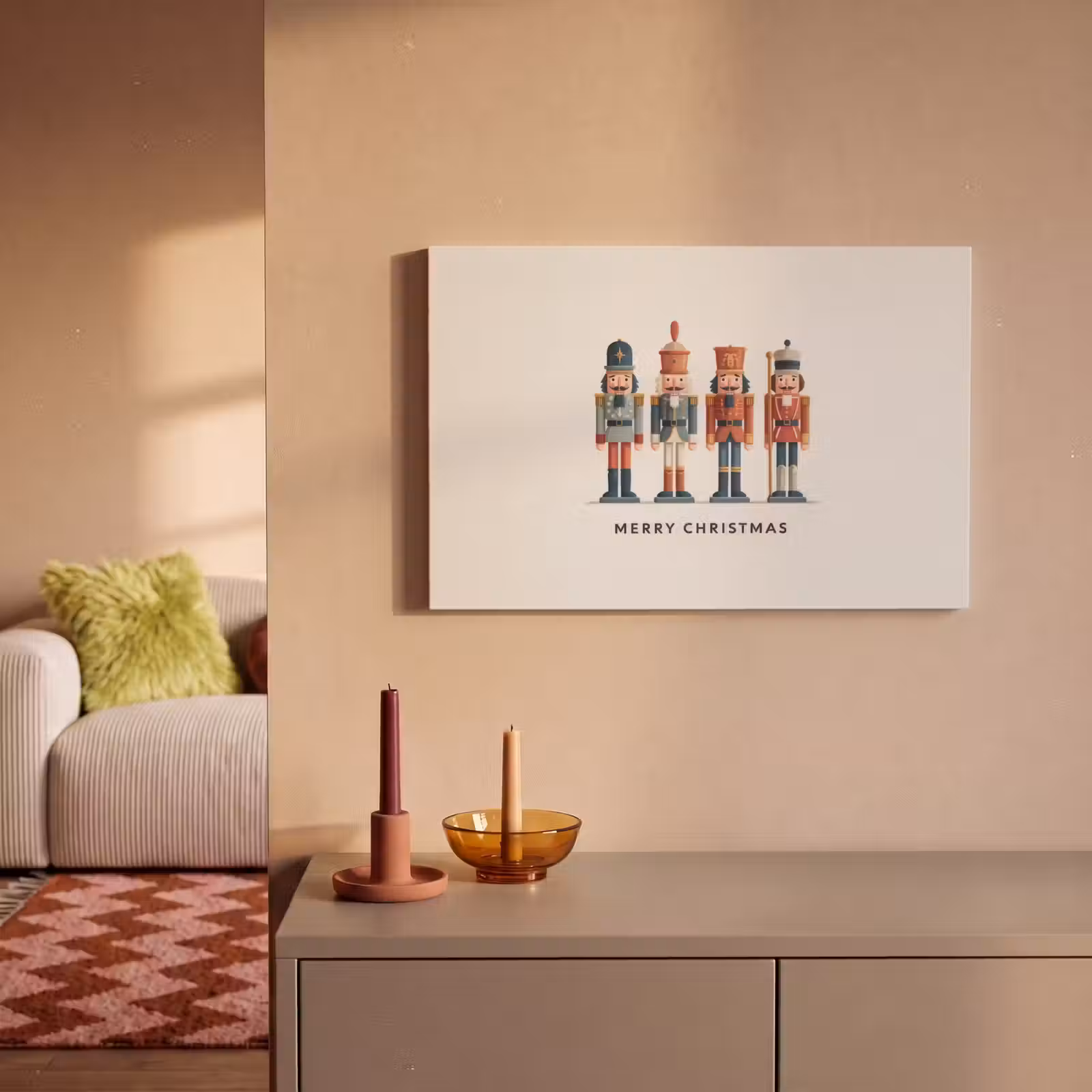 Canvas schilderij - Notenkrakers - Minimalistisch - Kerst - Beige — 1