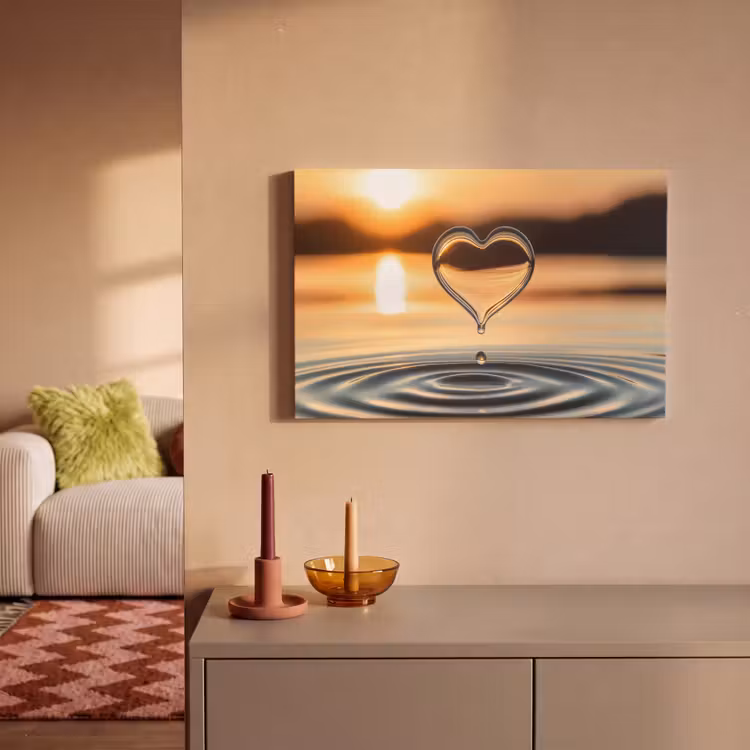 Canvas schilderij - Hart - Water - Zonsondergang - Natuur - Zen — 2