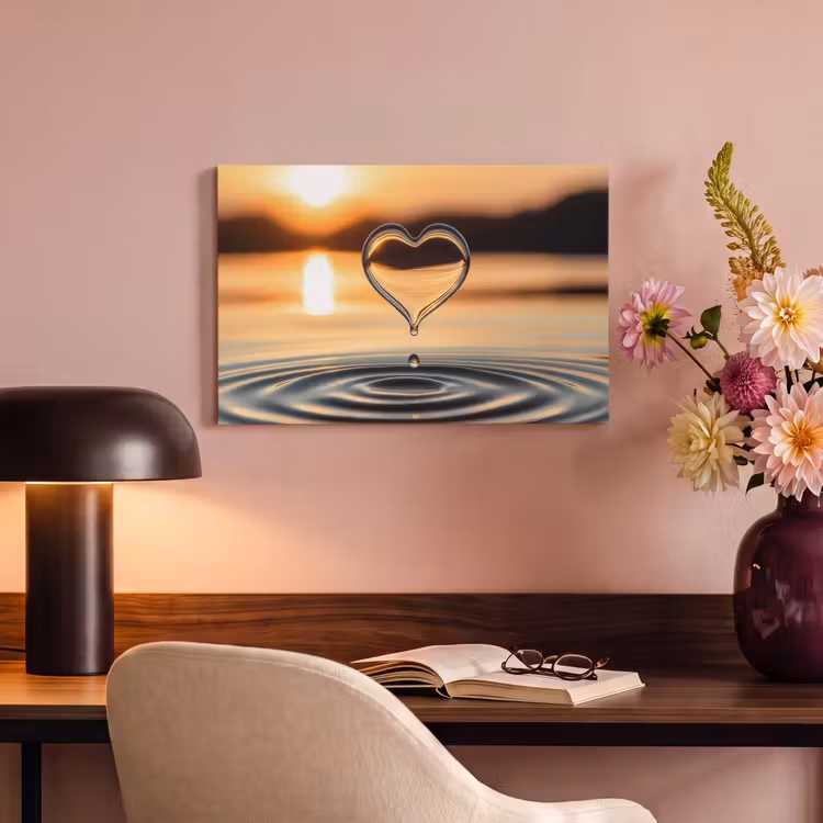 Canvas schilderij - Hart - Water - Zonsondergang - Natuur - Zen — 4
