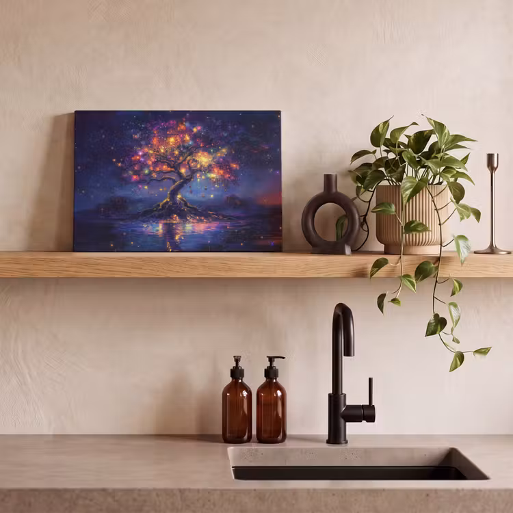 Canvas schilderij - Kosmisch - lichtboom - Kerst - Kleurrijk — 3
