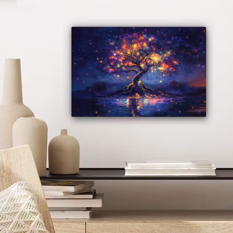 Canvas schilderij - Kosmisch - lichtboom - Kerst - Kleurrijk — 5