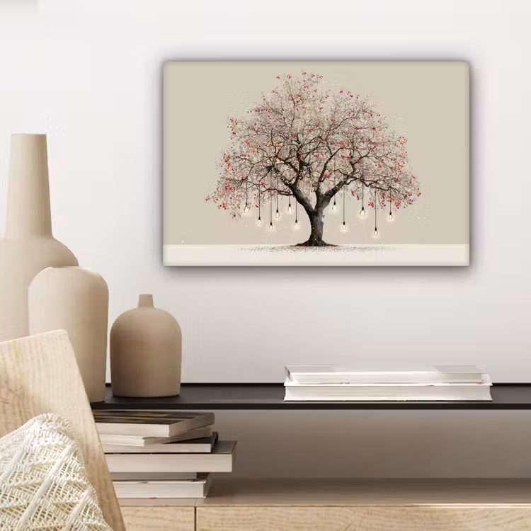 Canvas schilderij - Lichtboom - Winter - Kerst - Meerkleurig — 5