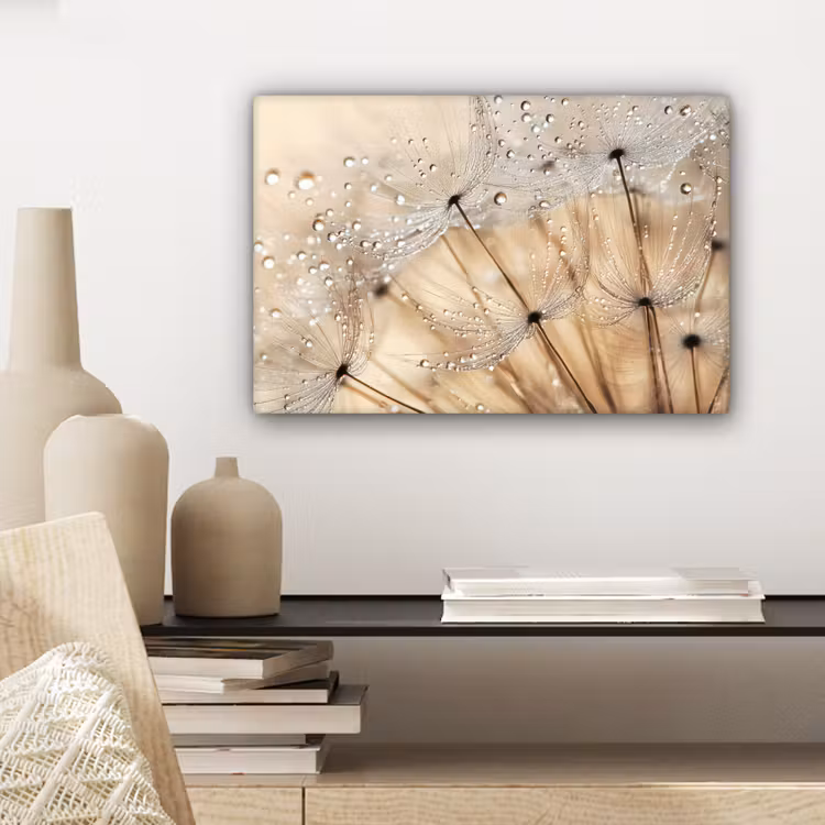 Canvas schilderij - Paardenbloem - Abstract - Natuur - Beige — 5