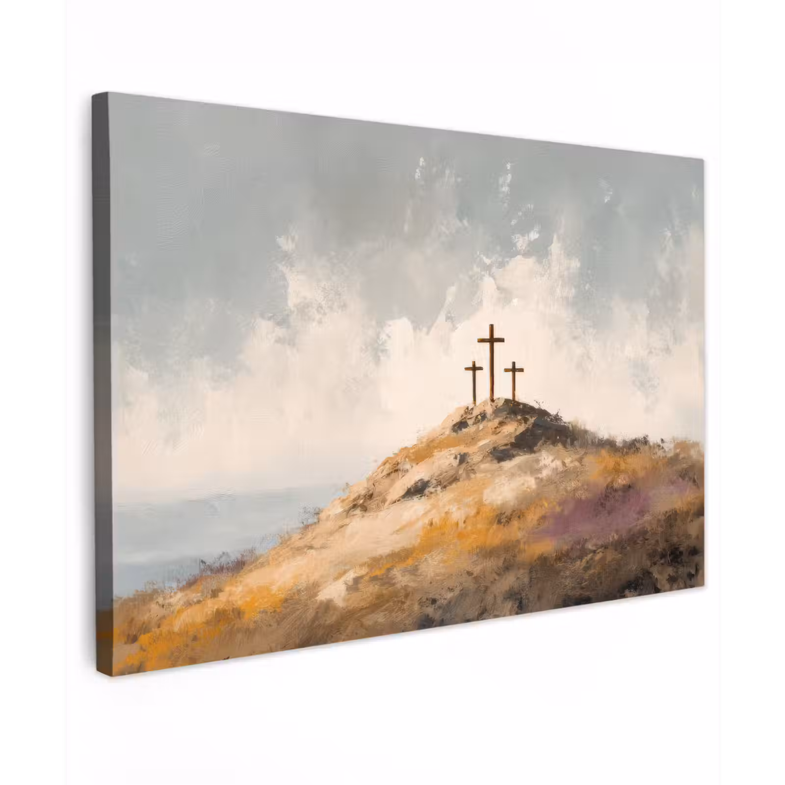 Canvas schilderij - Heuvels - Abstract - Christendom - Kruis — 1