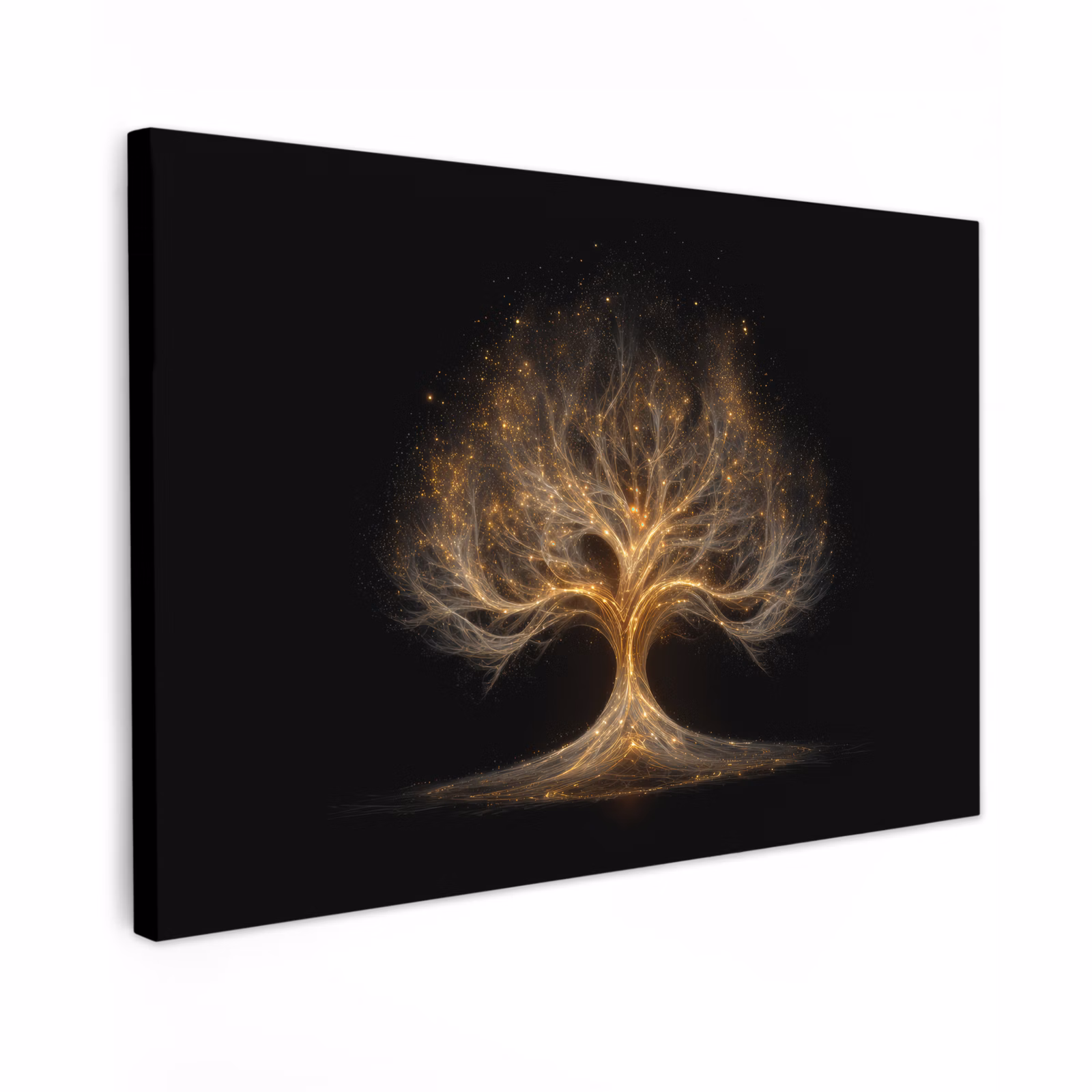 Canvas schilderij - Lichtjes - Boom - Abstract - Zwart — 1