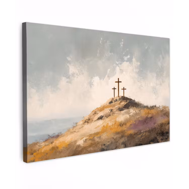 Canvas schilderij - Heuvels - Abstract - Christendom - Kruis — 1