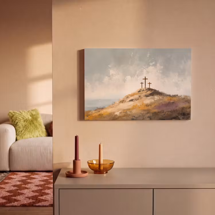 Canvas schilderij - Heuvels - Abstract - Christendom - Kruis — 2