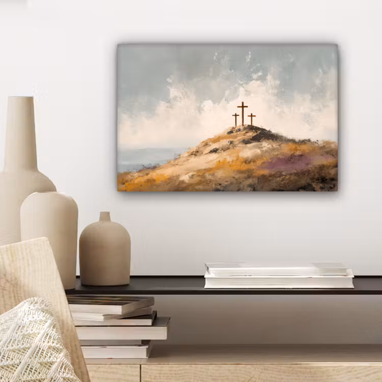 Canvas schilderij - Heuvels - Abstract - Christendom - Kruis — 5