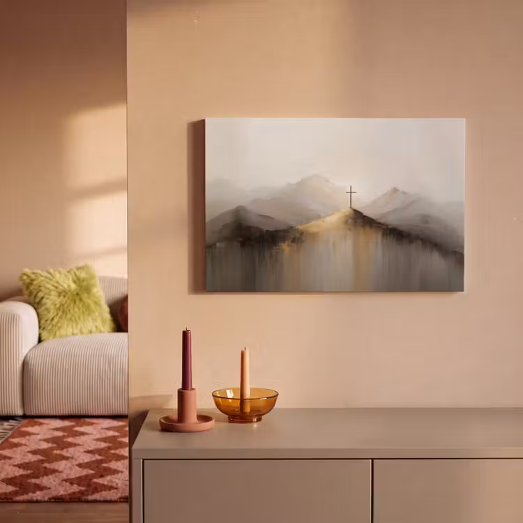 Canvas schilderij - Heuvels - Abstract - Kruis - Christendom — 2