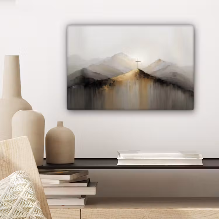Canvas schilderij - Heuvels - Abstract - Kruis - Christendom — 5