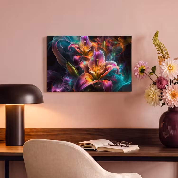 Canvas schilderij - Kleurrijk - Bloemen - Zwart — 4