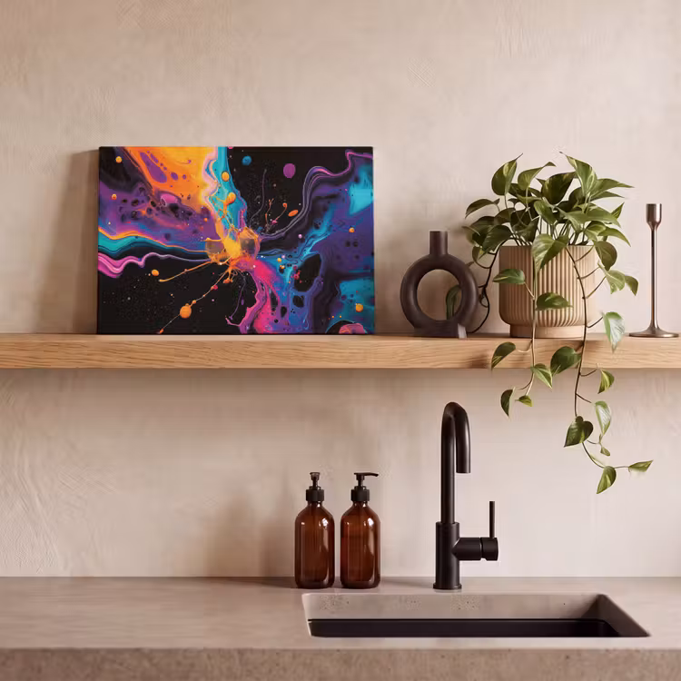 Canvas schilderij - Kleurrijk - Verf - Zwart — 3
