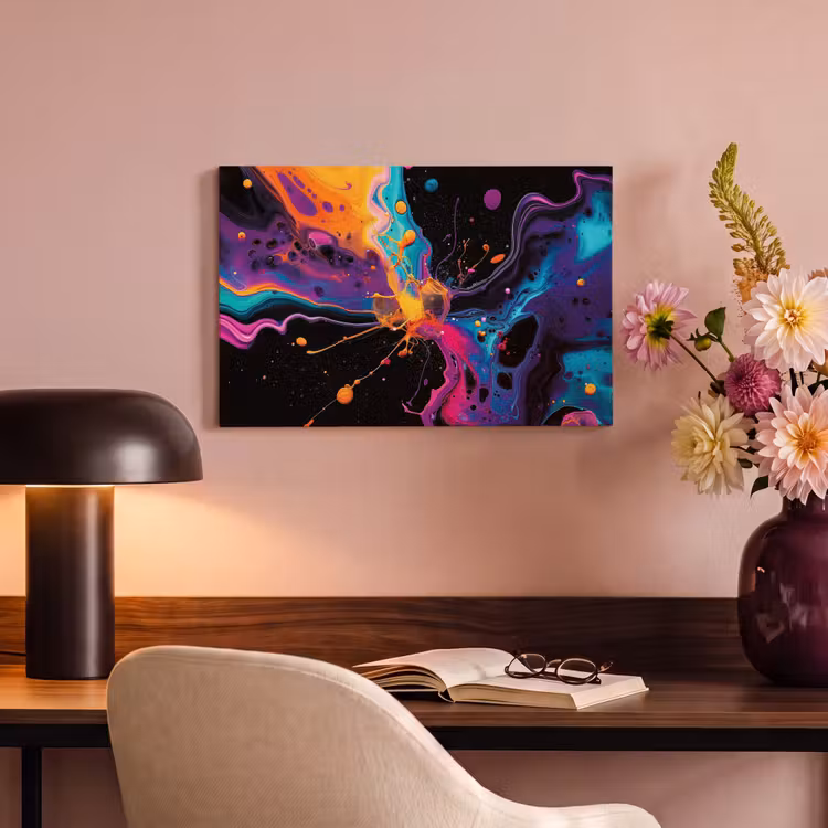 Canvas schilderij - Kleurrijk - Verf - Zwart — 4