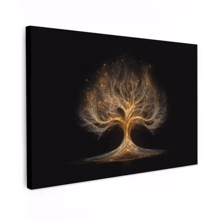 Canvas schilderij - Lichtjes - Boom - Abstract - Zwart — 1