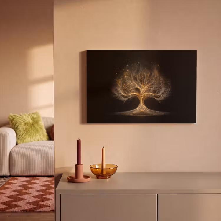 Canvas schilderij - Lichtjes - Boom - Abstract - Zwart — 2