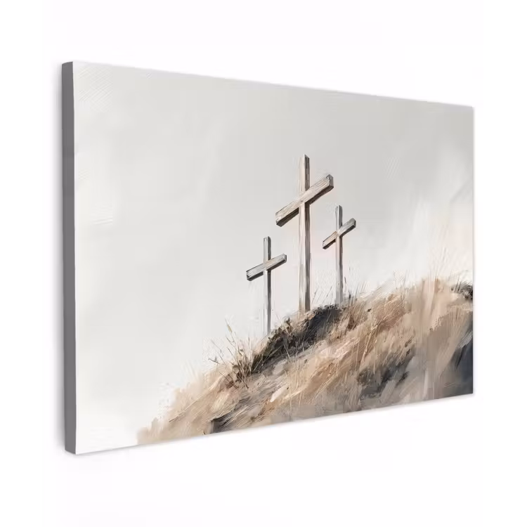 Canvas schilderij - Schilderij - Heuvel - Christendom - Kruis — 1