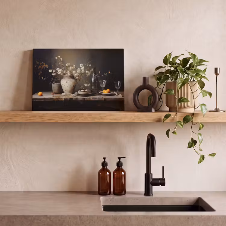 Canvas schilderij - Stilleven - Bloemen - Boeket - Vaas - Wijn — 3